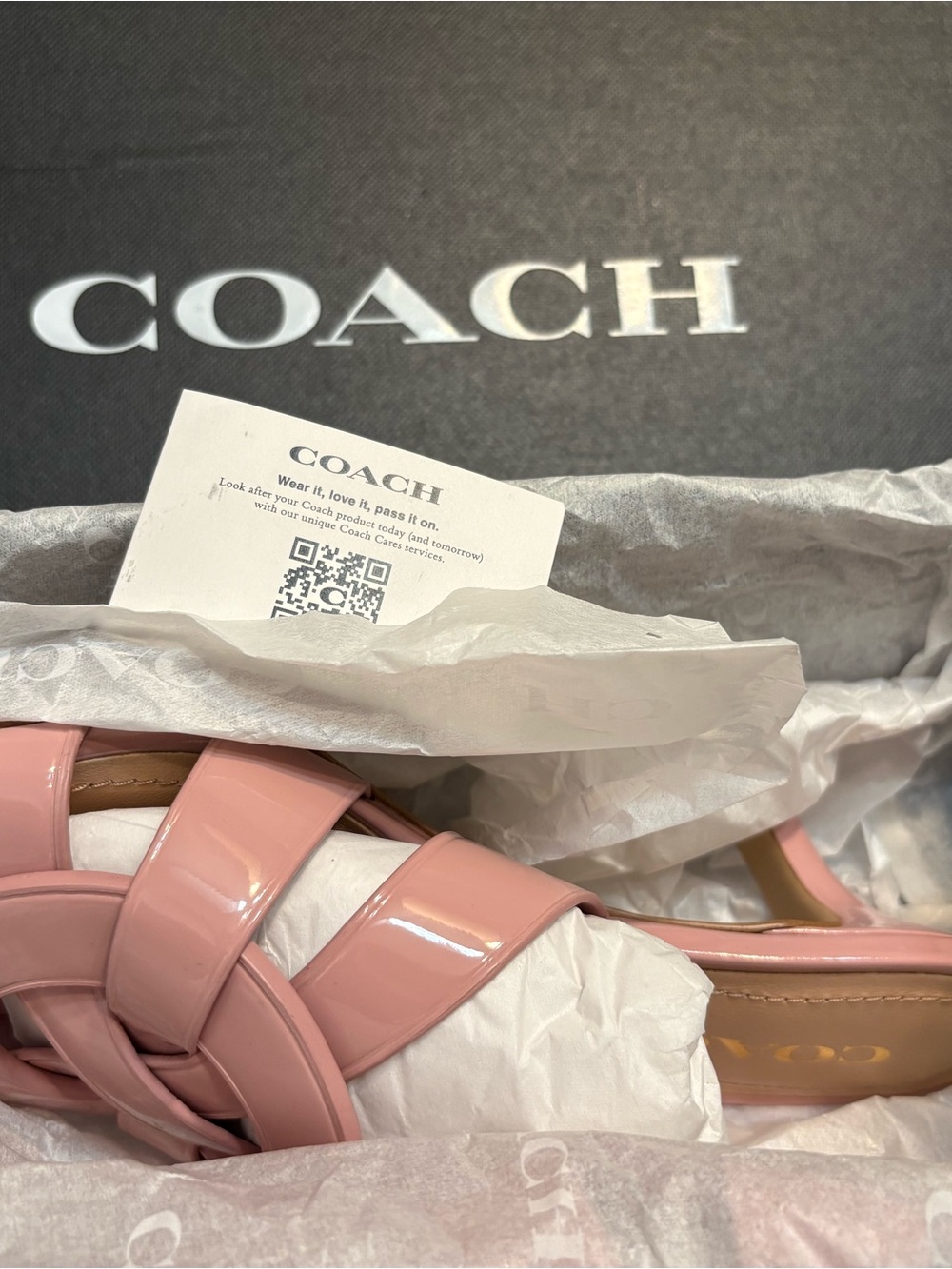 Coach Tillie 65 mm patent leather Rose Pink sandals - Picture 8 of 10